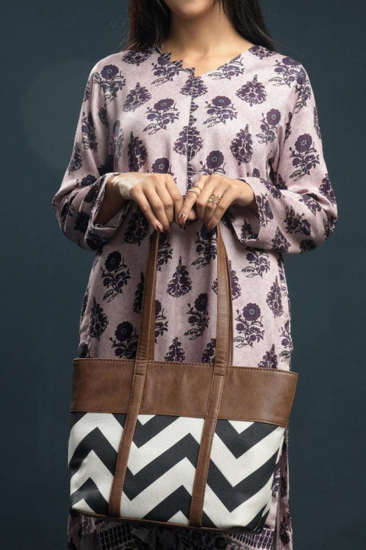 Leather Printed Tote Bag